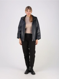 Кожаная куртка демисезонная натуральная оверсайз