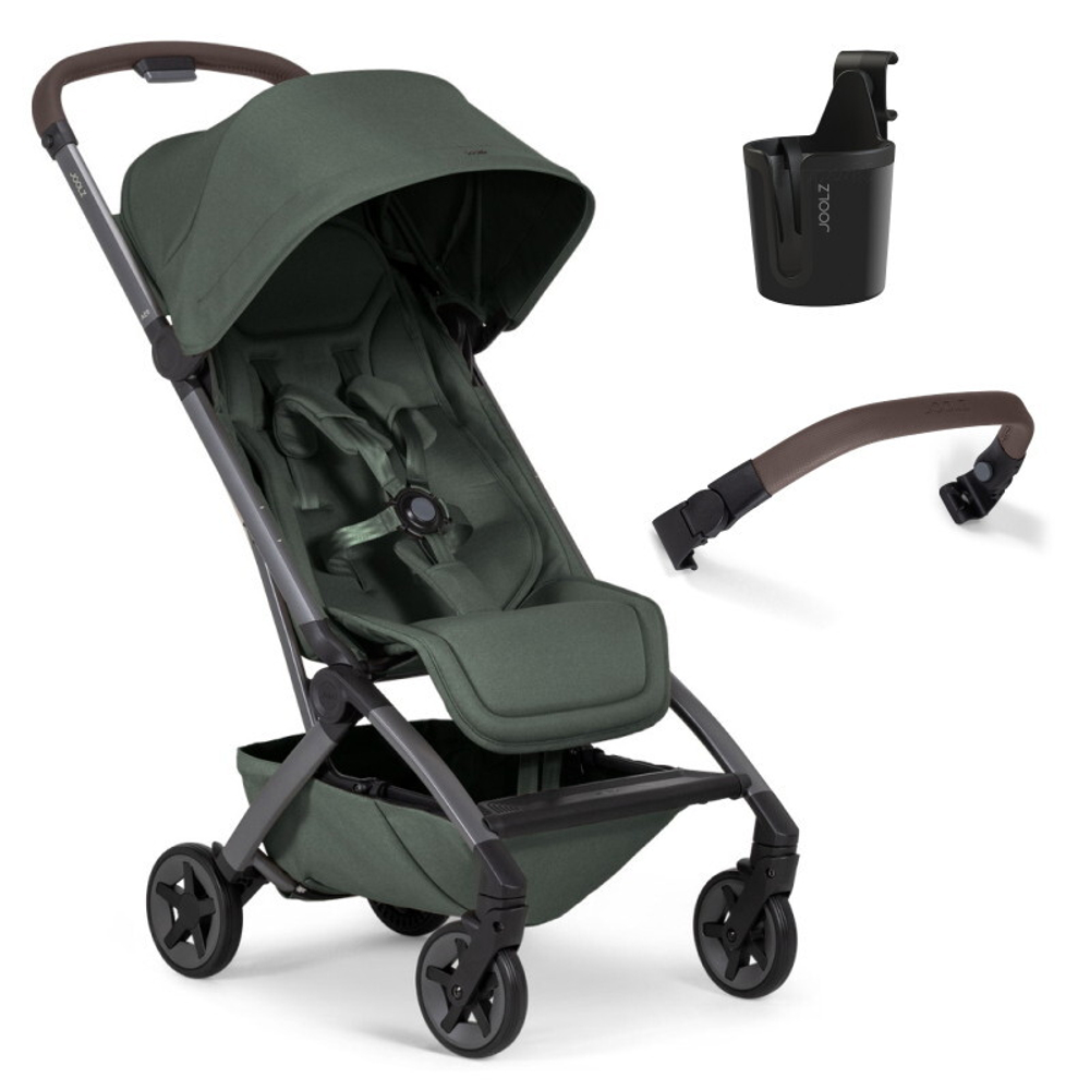 Детская прогулочная коляска Joolz Aer 2 SE с бампером и подстаканником Forest green