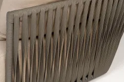 "Форли" диван 2-местный плетеный из роупа, каркас алюминий светло-серый (RAL7035) муар, роуп серо-коричневый 23мм, ткань Mossle бежевая