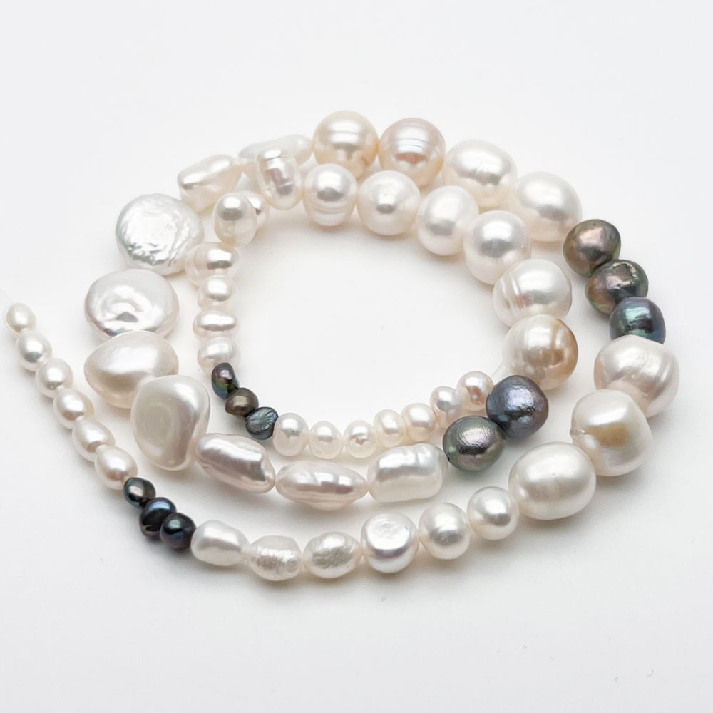 Жемчуг микс, размер около 5-12 мм, цена за нить 42 см