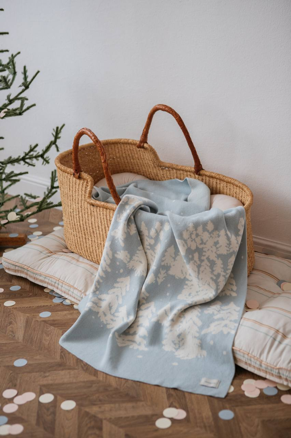 Плед детский Loomknits Серо-голубой, 100% хлопок