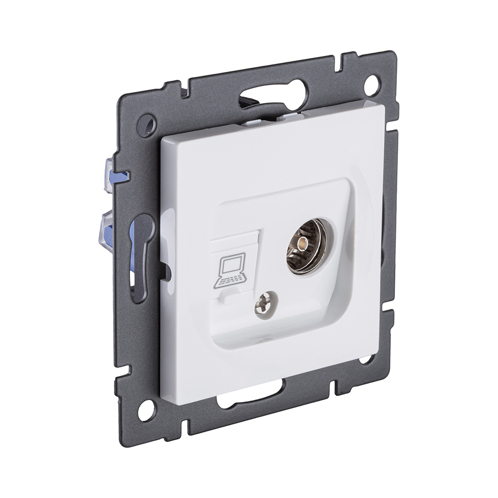 Розетка двойная TV (мама) + RJ45 Cat.6, белый Kollinger REA-021WH для Aspekt, Eleganz, Reflex