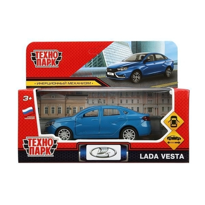 Модель ин. мет. "Lada Vesta" 11,5см, двери, синий, коробка VESTA-12-BU2 (Технопарк)