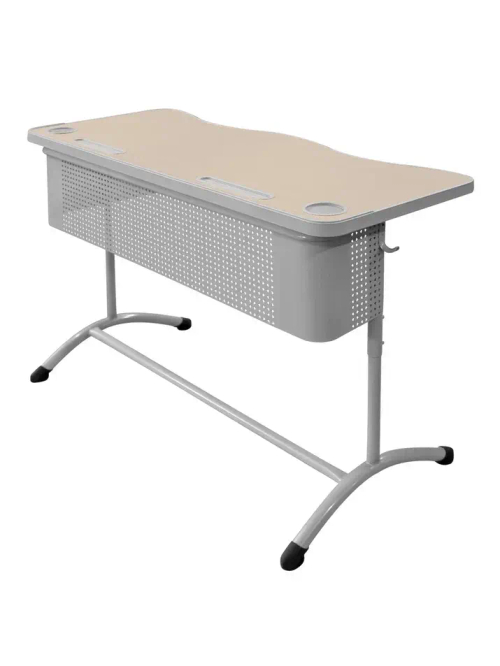 Школьный двухместный стол ШСТ54 столешница МДФ с литой бесшовной кромкой, экран колокольчик, круглая труба