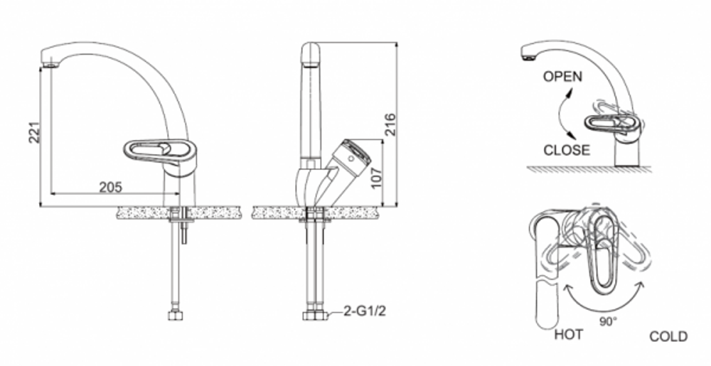 Смеситель для кухни Bravat Loop