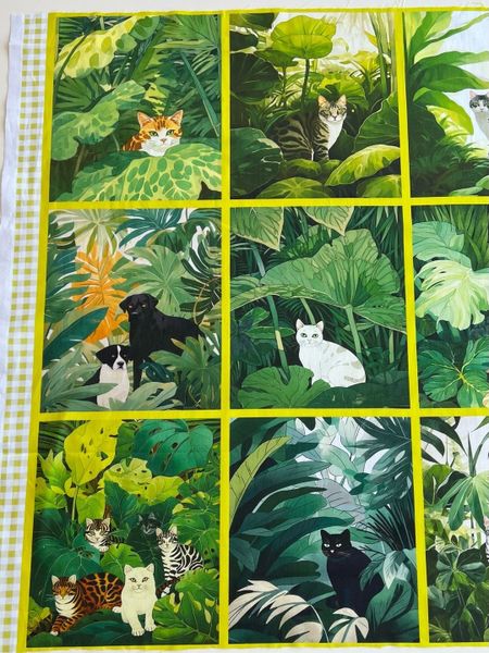 КОТЫ, КУПОН 1 ряд 5 картинок ( полоска, где две собаки) , 100% хлопок Handmade Fabrics 3