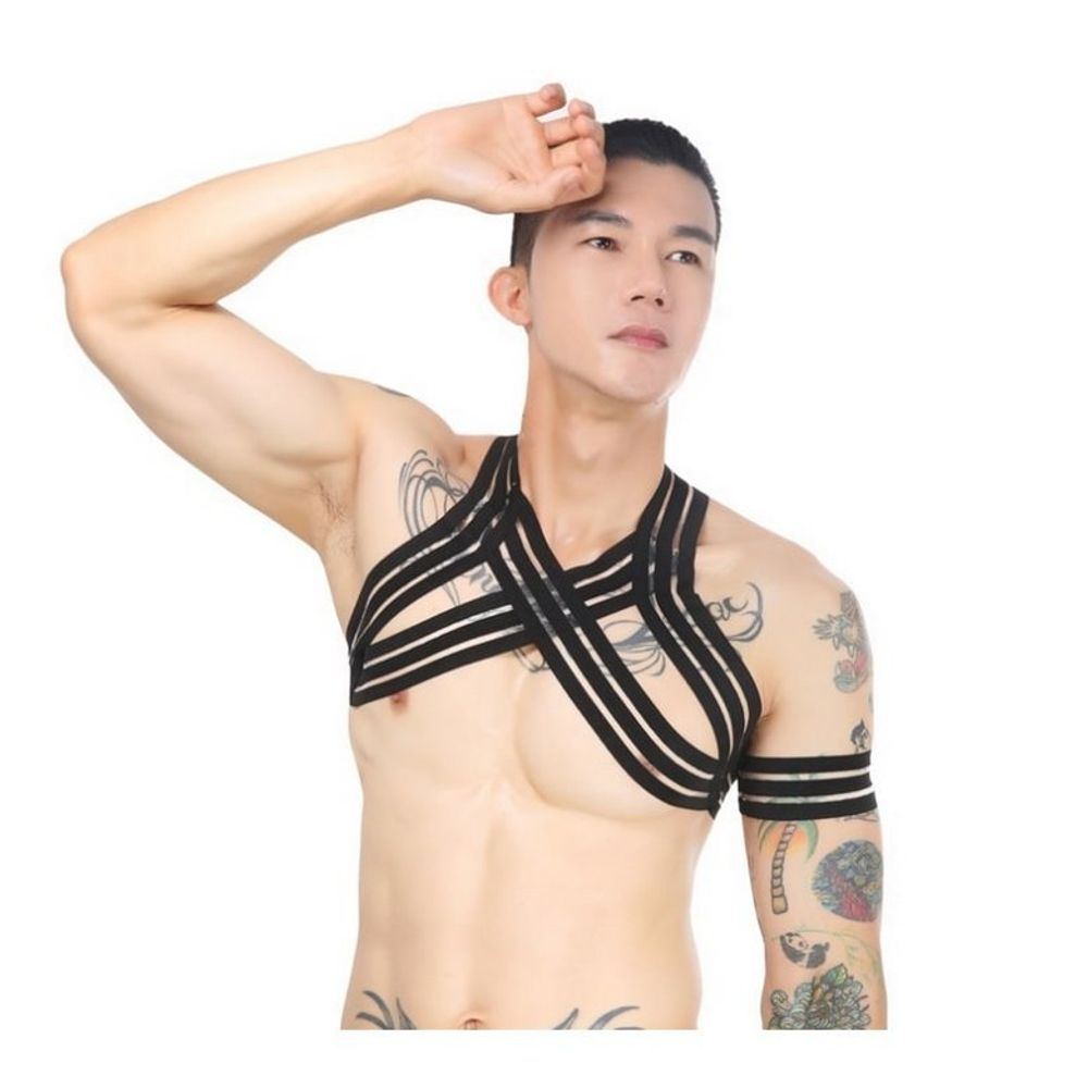 Мужская сбруя (портупея) черная Romeo Rossi 9089-2