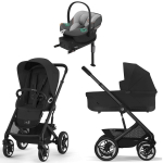 Коляска Cybex Talos S Lux BLK complete Aton S2 Lava Grey Base One 4 в 1 Moon Black с дождевиками