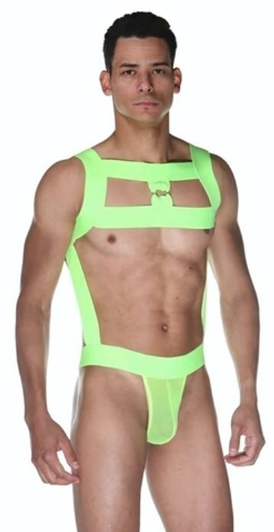 Стильное мужское боди на широких лямках (Размер: S-M) (Цвет: зеленый)