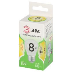 Лампа светодиодная ЭРА GREEN LINE LED P45-8W-830-E27 GL E27 8 Вт шар теплый свет | Лампы cветодиодные Шар (G/P)