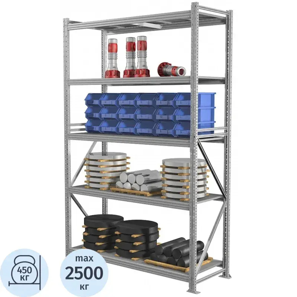 Стеллаж металлический ПРАКТИК_MS Pro   250/180x60/5 полок