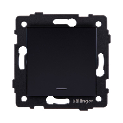 Выключатель кнопочный 1-клавишный 10А/250В с LED подсветкой, черный Kollinger REA-S-013BK для Aspekt, Eleganz, Reflex