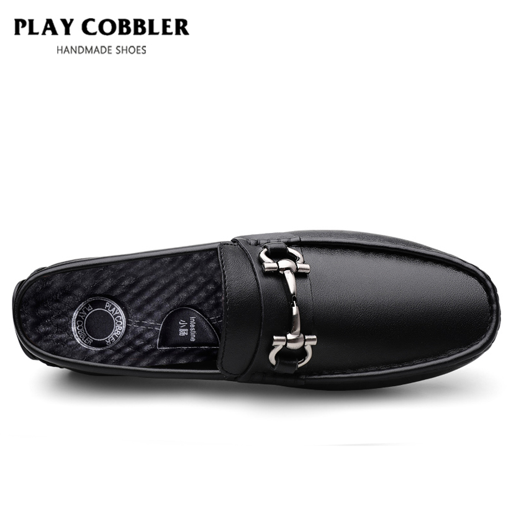 PLAY COBBLER Cow Split Leather Gommino Loafers Men"s Black