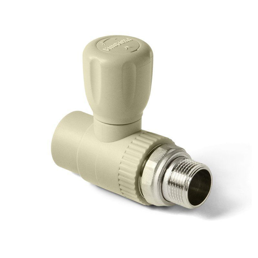 Кран шаровой для радиатора ПП 20-1/2'' PN 25, прямой, с американкой, серый