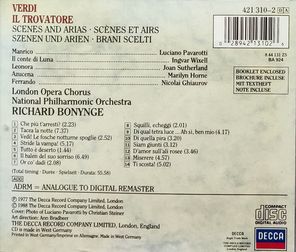 Luciano Pavarotti, Joan Sutherland, Marilyn Horne, National Philharmonic Orchestra, Richard Bonynge / Giuseppe Verdi: Il Trovatore Scenes And Arias (CD)