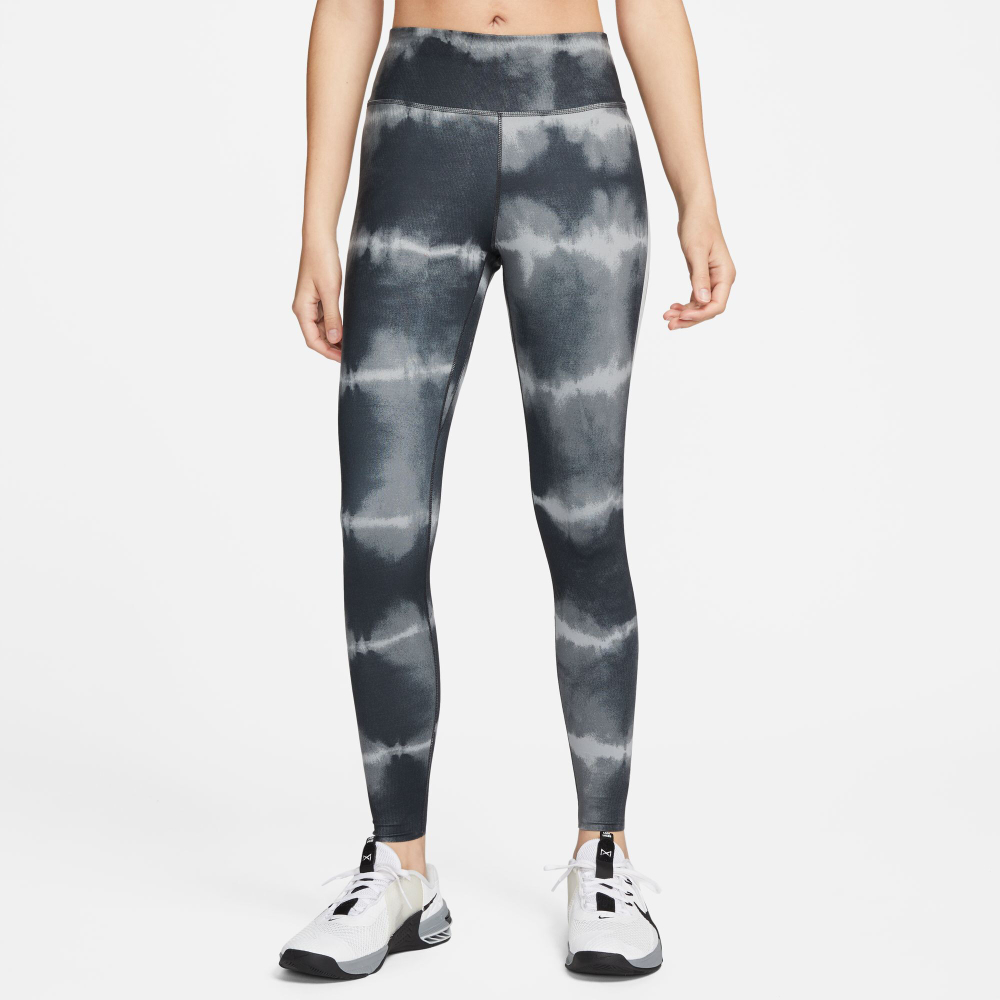 Женские теннисные брюки Nike Dri-Fit One Luxe Mid-Rise All Over Print Tight Women - Black, Grey