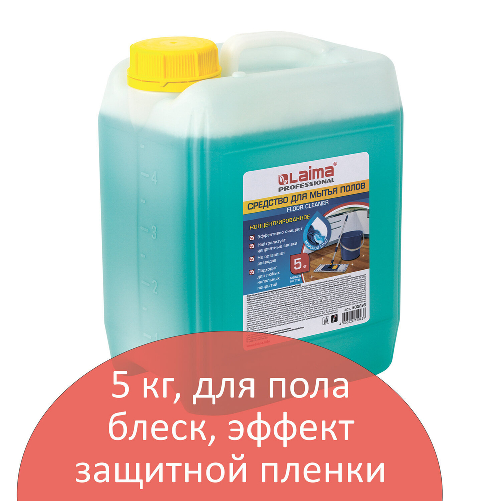 Средство для мытья пола 5 кг LAIMA PROFESSIONAL концентрат "Морской бриз" (4 штуки в упаковке)