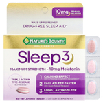 Nature's Bounty, Sleep 3, эффективное средство для улучшения качества сна, без наркотических веществ, 60 трехслойных таблеток