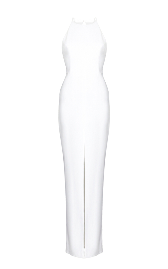 Платье макси из крепа с горловиной халтер