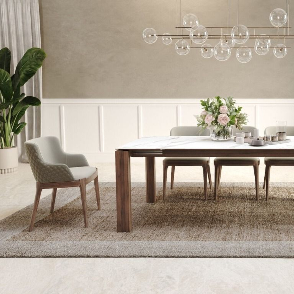 Стол раскладной Aron (160+40), керамика матовая белая