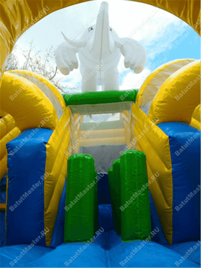 Детский надувной батут-горка "Задорный слонёнок"