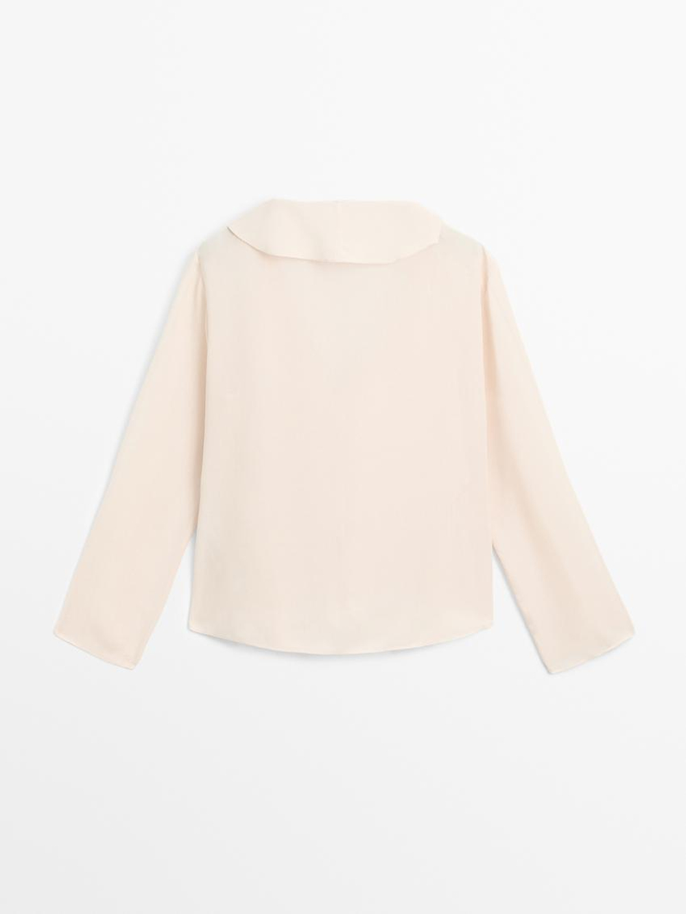 Massimo Dutti Рубашка с воланами и асимметричным низом, натуральный, кремовый