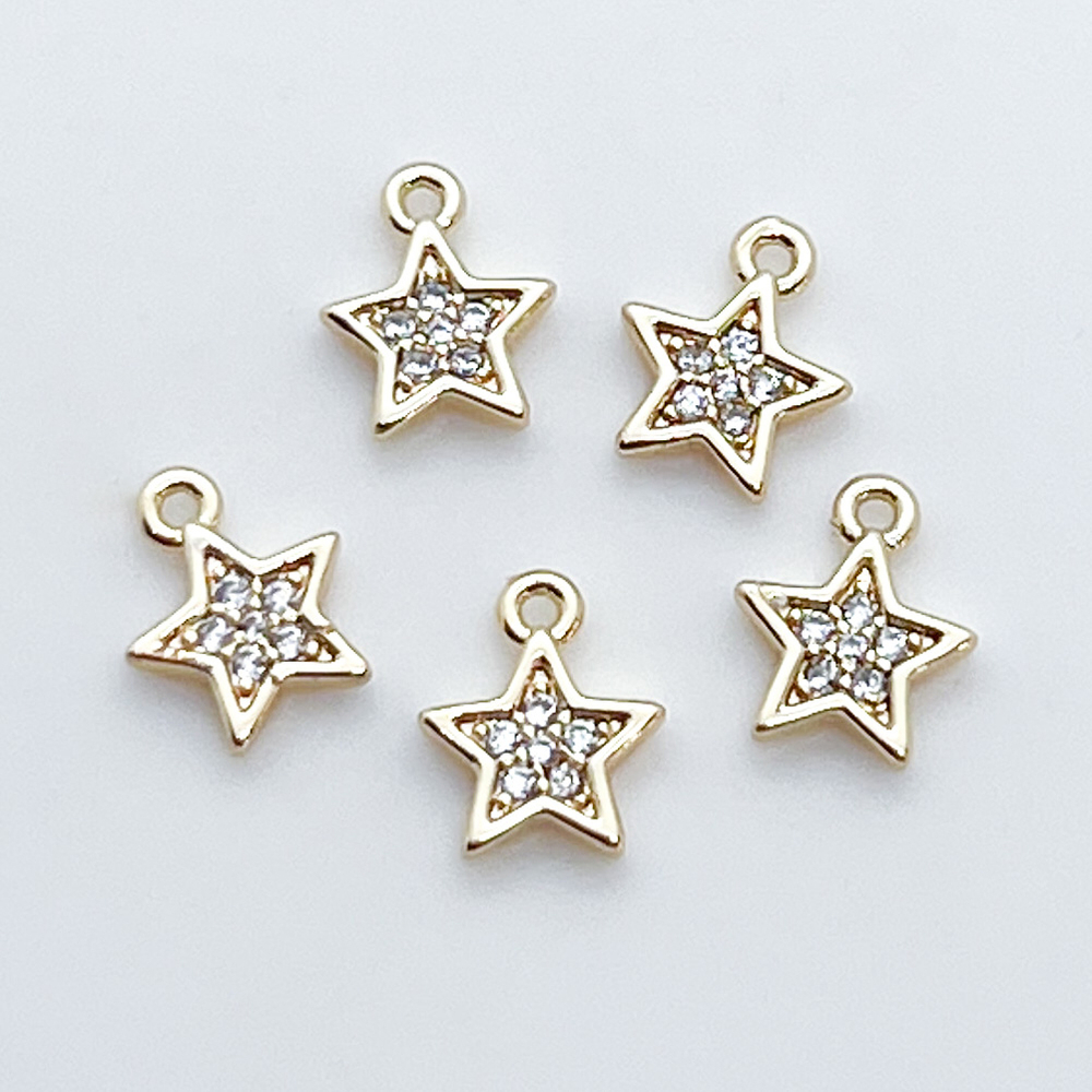 Подвеска Звезда, цвет золото, фианиты, размер 8*6 мм, цена за 1 шт