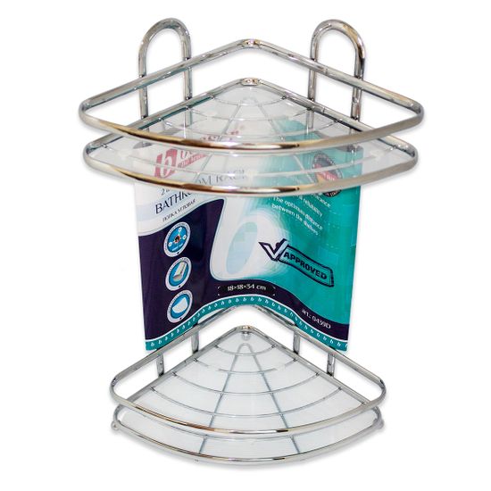 Полка для ванной 2-ярусная угловая Besser BS 0439D (23х17,5х34,5 см) из хромированной стали