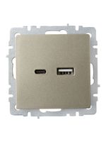 BRITE Розетка USB A+C 18Вт РЮ11-1-БрШ шампань IEK