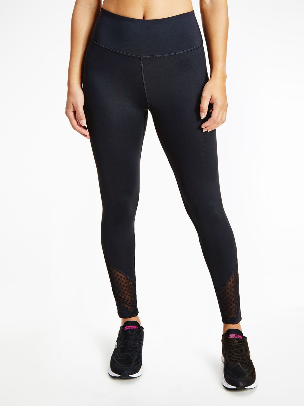 Leginsy Tommy Hilfiger HW Flock Mesh Mix Legging - Бирюзовый