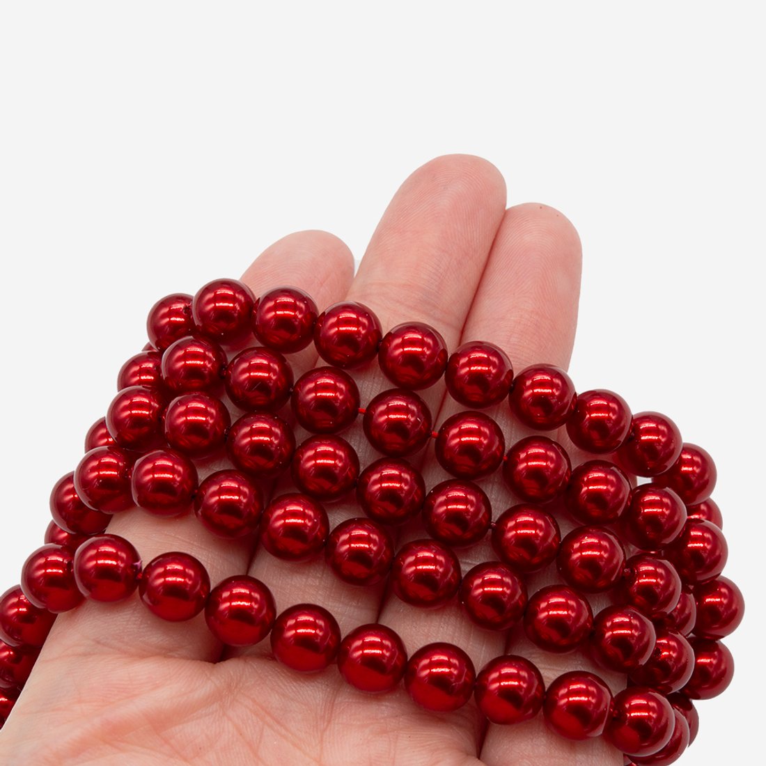 Хрустальный жемчуг, оттенок "Красный", шар 8мм, улучшенное покрытие