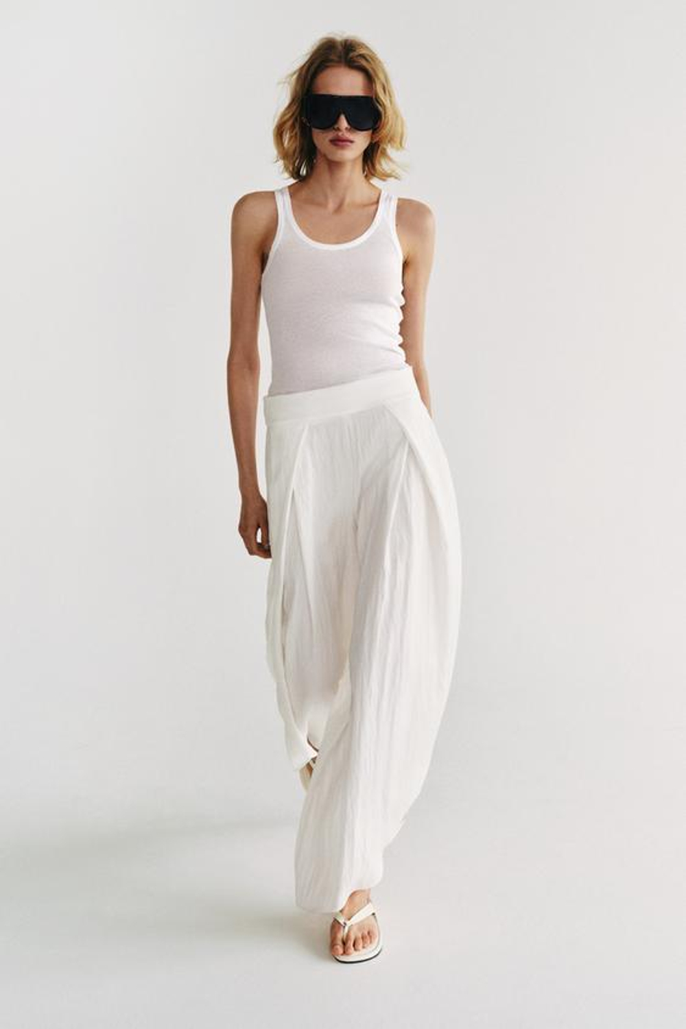 ZARA БРЮКИ С РАЗРЕЗАМИ — ZW COLLECTION, ЖЕЛТОВАТО-БЕЛЫЙ