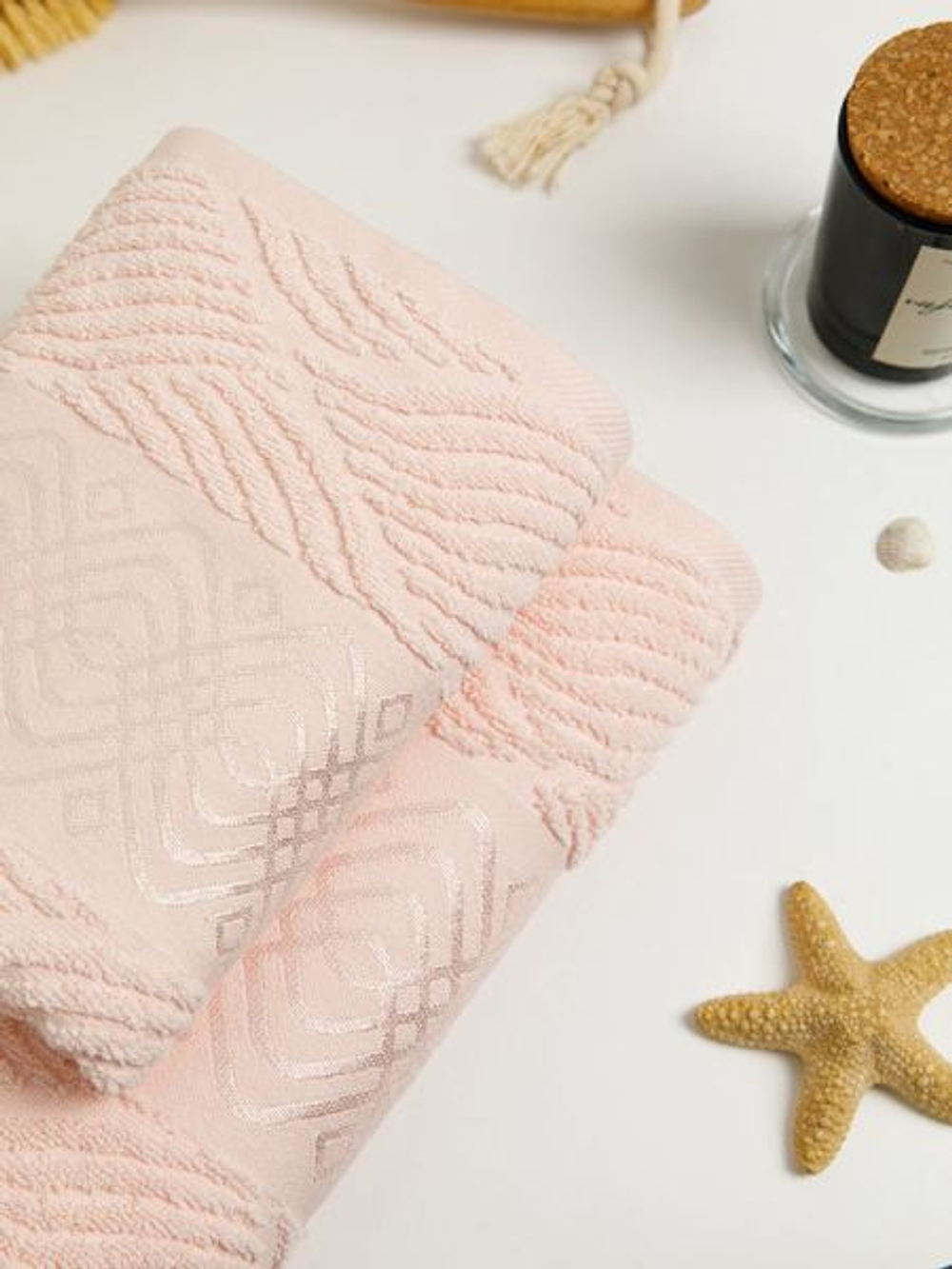 Полотенце махровое, г/к, жак., "Волна" 70х130, арт. BJ8 70-130, цвет: 027-Нежный персик,