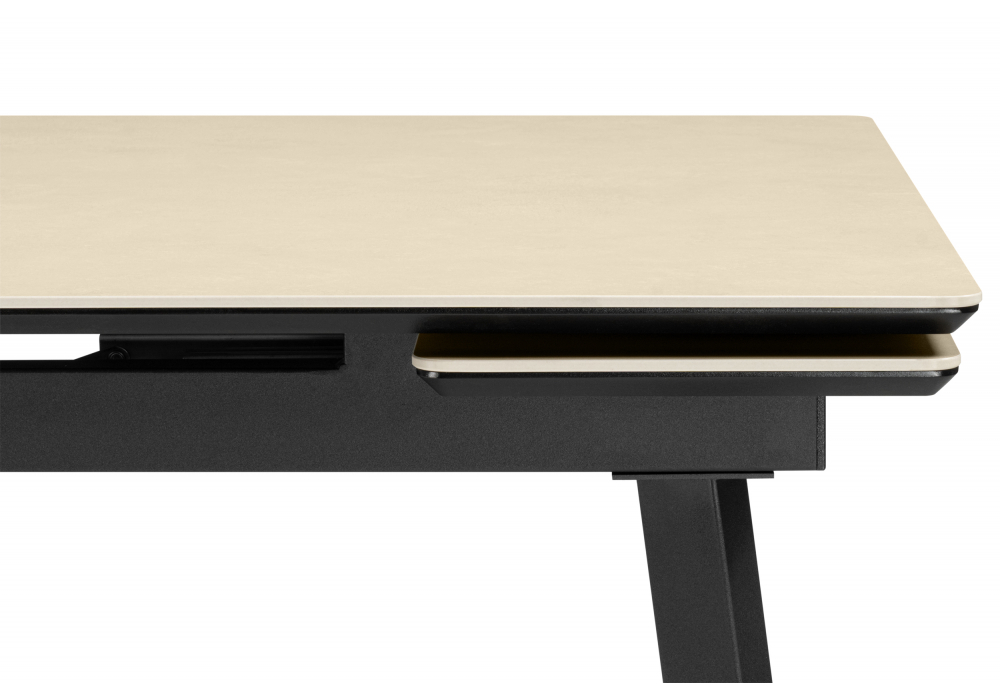 Керамический стол Woodville Норман 140(200)х80 okara light yellow, черный