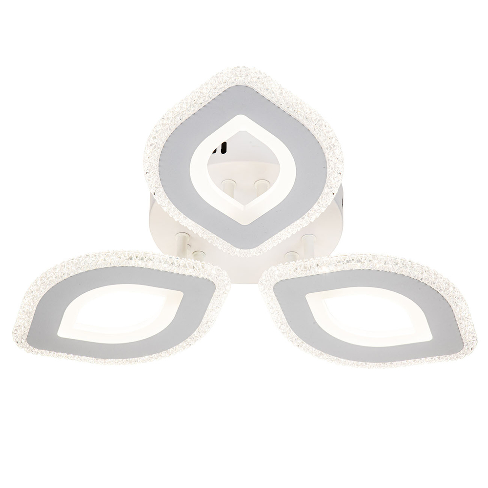 Светодиодный светильник 61Вт, 6226Лм, 3300К-6500К,Ra>80, ИК-пульт, плавная регулировка мощности, изменение цветовой температуры, ночник, металл/акрил, белый