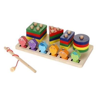 Развивающая игрушка 2 в 1 деревянная (рыбалка + сортер), коробка C-41647