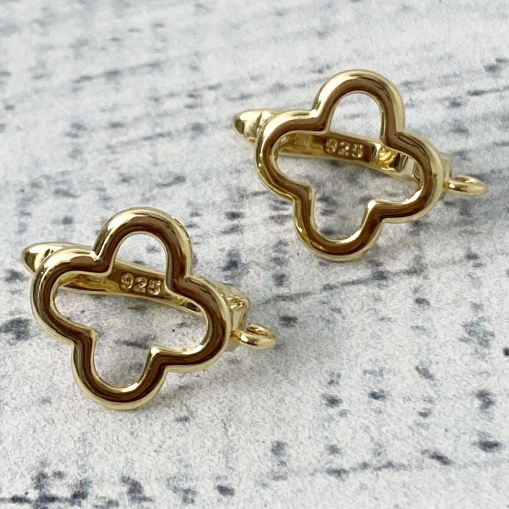 Ювелирные швензы с позолотой Клевер, 17*13 мм, цена за пару