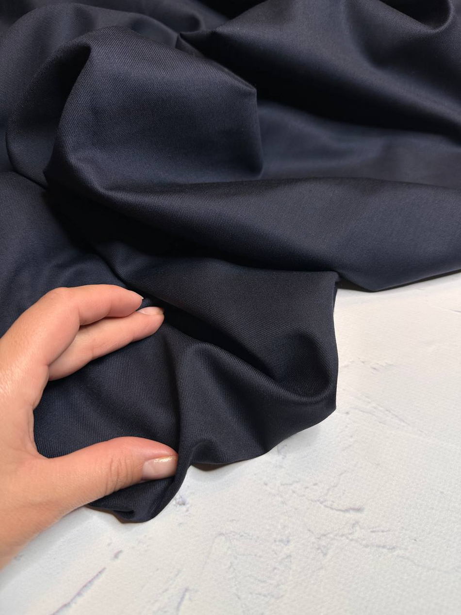 Костюмно-плательная однотонная фланелевая шерсть (Marzotto, 100%шерсть, Полуночный индиго, 148, 290 гр/м2)