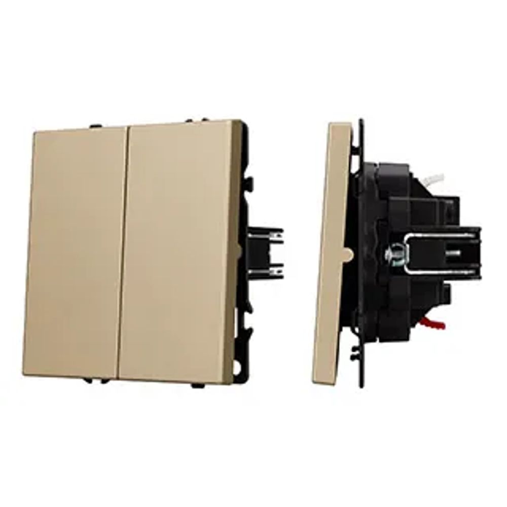 Механизм выключателя двухклавишный перекрёстный SWT-NOBE-MKX2-SFPL-GD (230V, 10A) (Arlight, Золотой песок) 061792