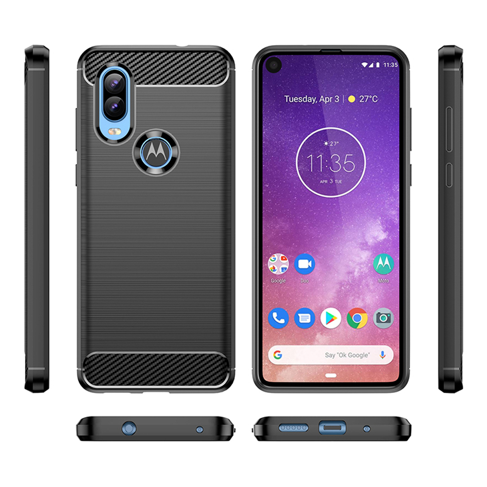 Чехол в стиле карбон на смартфон Motorola Moto P50, серия Carbon от Caseport