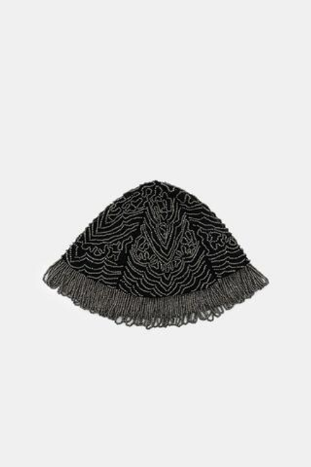 ZARA КЕПКА С БУСИНАМИ И БАХРОМОЙ, ЧЕРНЫЙ