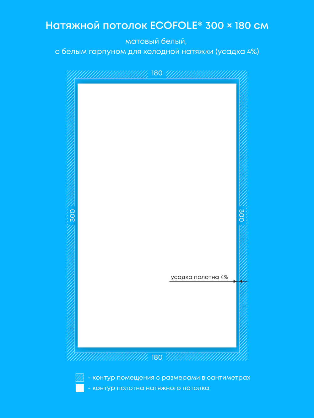 Матовый натяжной потолок 5.4 м2