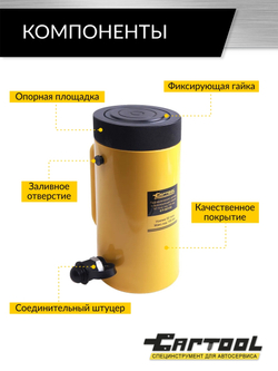 Гидравлический цилиндр с фиксирующей гайкой 50 тонн ход 150 мм CT-50150 Car-Tool