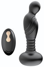 Черный массажер простаты с вибрацей и возвратно-поступательными движениями (Цвет: черный)