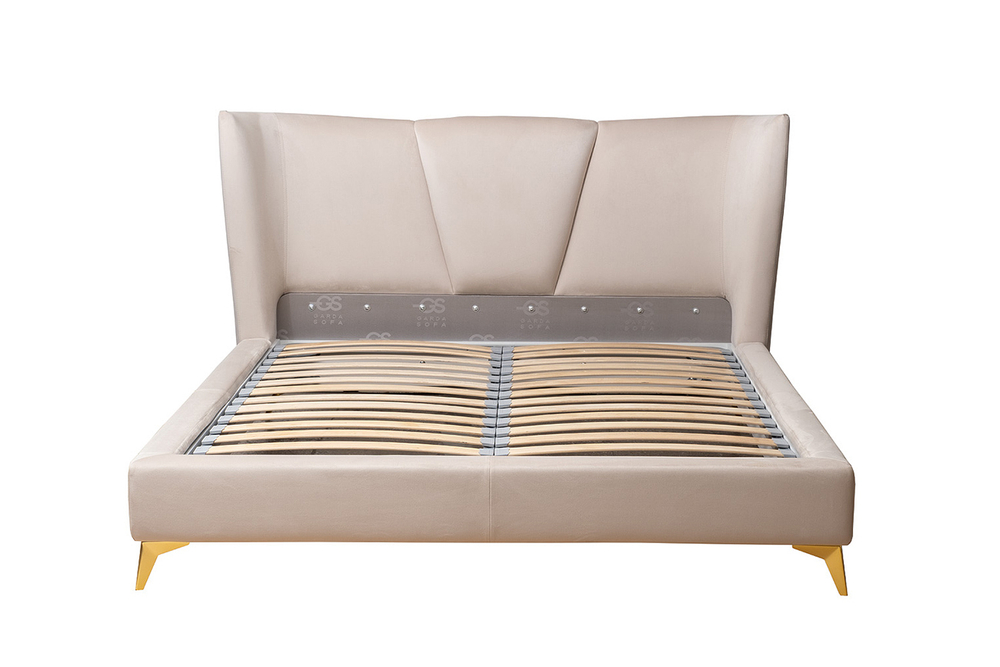 Кровать велюровая двуспальная 116x199x222см Garda Decor Siena бежевая