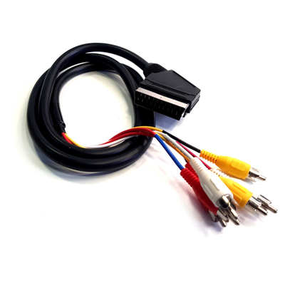 Кабель scart - 6xRCA, видео+стерео-аудио, вход