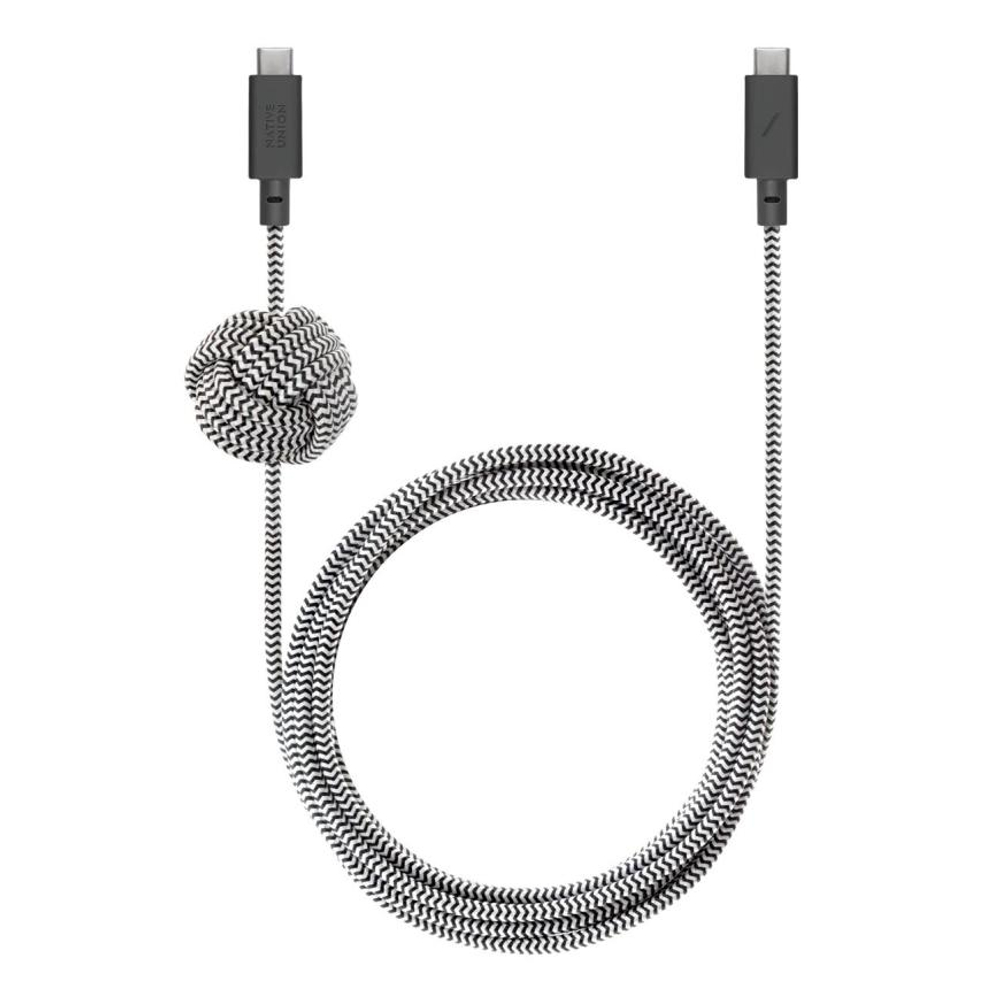 Кабель с оплёткой и утяжеляющим узлом Native Union Anchor Cable USB-C (USB 2.0) (3 м) Поддерживаемая мощность — до 240 Вт, скорость передачи данных — до 480 Мбит/с. Сертификация USB-IF