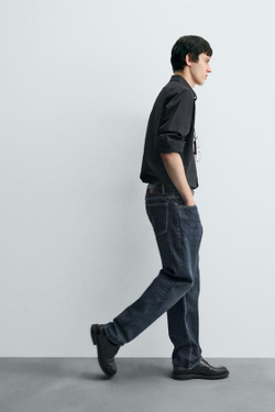 ZARA ДЖИНСЫ STRAIGHT FIT, ТЕМНО-СИНИЙ