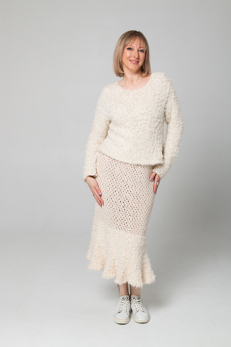 МК Юбка-сетка с воланом, пряжа FUZILLI и MOSS от O’YARN