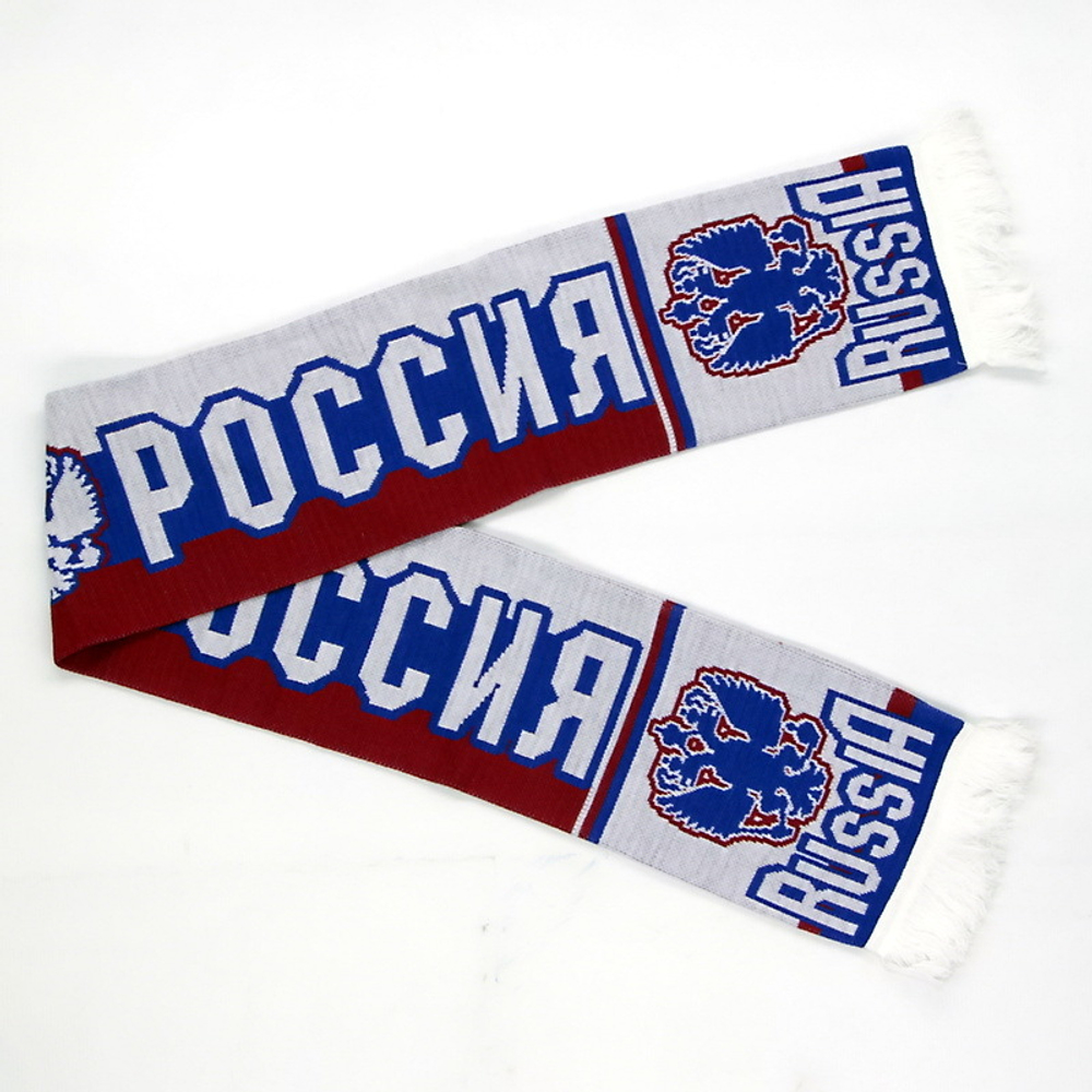 Шарф Россия триколор вязаный
